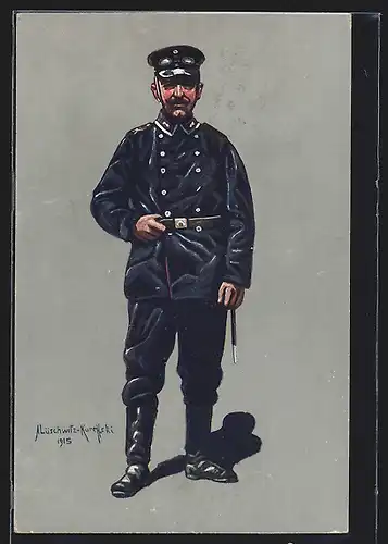 AK Unteroffizier des Kraftfahr-Bat. in Uniform, 1914-1915