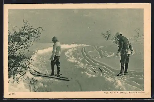 AK Zwei-Skifahrer unterwegs