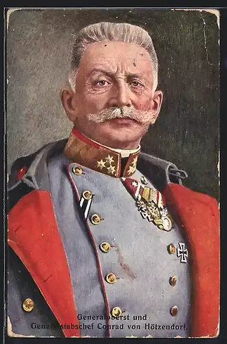 Künstler-AK Generalstabschef Conrad von Hötzendorf mit Orden
