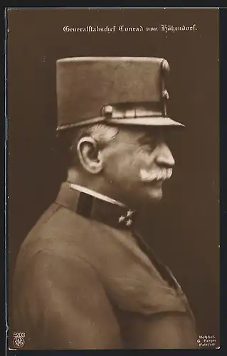 AK Generalstabschef Conrad von Hötzendorf in Uniform, Seitenporträt