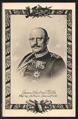 AK Porträt Generaloberst von Moltke in Uniform, Chef des stellvertr. Generalstabs