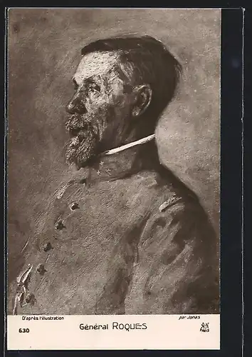 Künstler-AK Portrait General Roques in Uniform