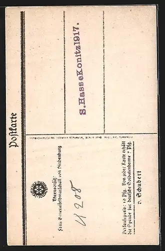 AK Portrait vom Heerführer Schubert in Uniform mit Abzeichen und Säbel