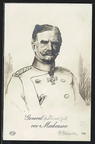 Künstler-AK General von Mackensen, Brustportrait