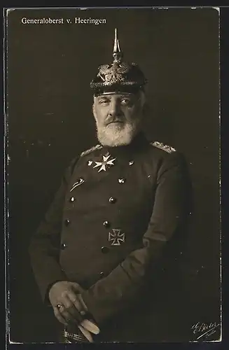 AK Generaloberst von Heeringen in Uniform mit Pickelhaube