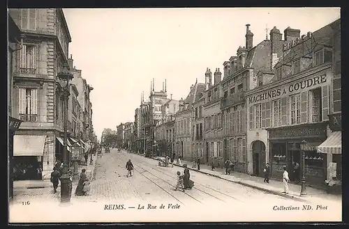AK Reims, La Rue de Vesle