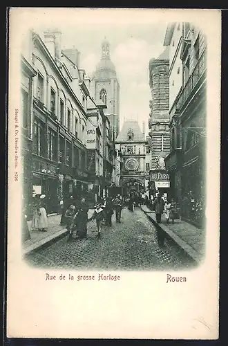 AK Rouen, rue de la grosse Horloge