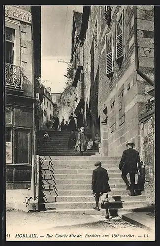 AK Morlaix, Rue Courbe dite des Escaliers aux 100 marches