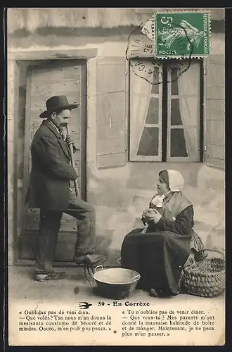 AK En Corrèze-Paar in Tracht aus Aquitanien / Aquitaine