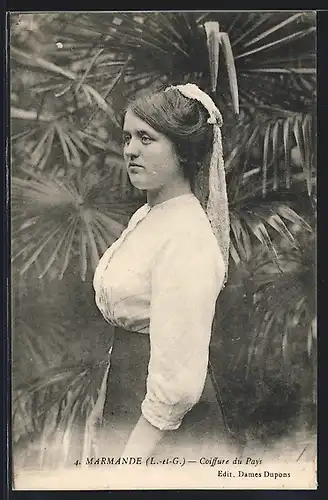 AK Marmande, Coiffure du Pays, Frau in Tracht von Aquitanien / Aquitaine