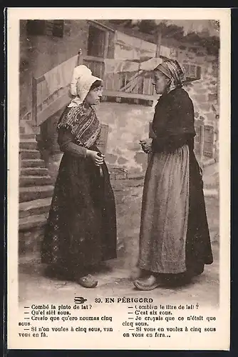 AK En Pèrigord, zwei Frauen in Tracht Aquitanien / Aquitaine