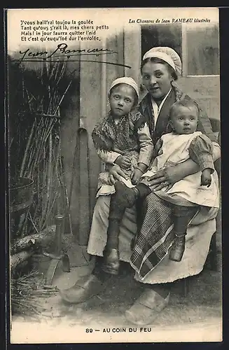 AK La Mére avec les enfants au coin du feu, Types du Centre