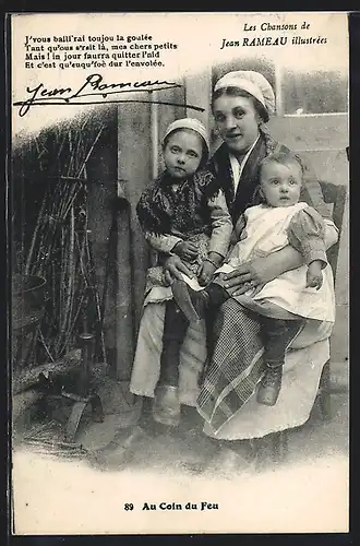 AK La Mère avec les enfants au coin du feu, Types du Centre