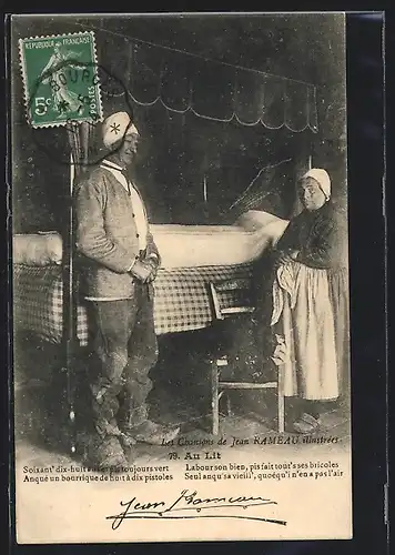 AK Un vieux couple devant un lit, Types du Centre