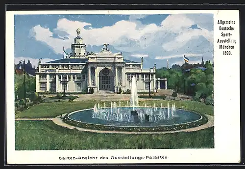 Künstler-AK München, Allgemeine deutsche Sport-Ausstellung 1899, Garten-Ansicht