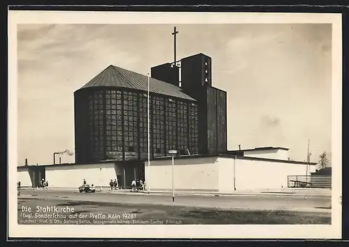 AK Köln, Pressa mit evgl. Sonderschau 1928, Blick auf die Stahlkirche
