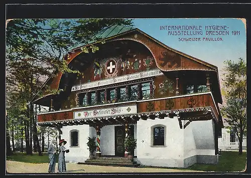 AK Dresden, Internationale Hygiene Ausstellung 1911, Schweizer Pavillon