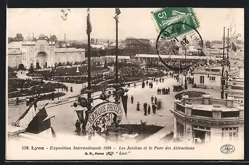 AK Lyon, Exposition Internationale 1914, Les Jardins et le Parc des Attractions, Ausstellung