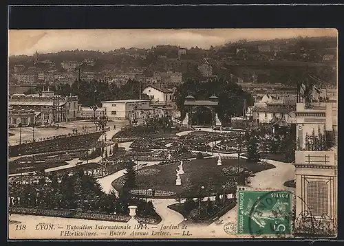AK Lyon, Exposition Internationale 1914, Jardins de l`Horticulture, Entrée Avenue Leclerc, Ausstellung