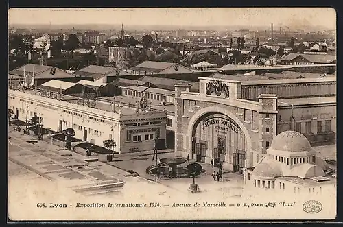 AK Lyon, Exposition Internationale 1914, Avenue de Marseille