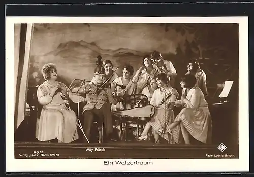 AK Schauspieler Willy Fritsch in dem Film Ein Walzertraum, Filmszene