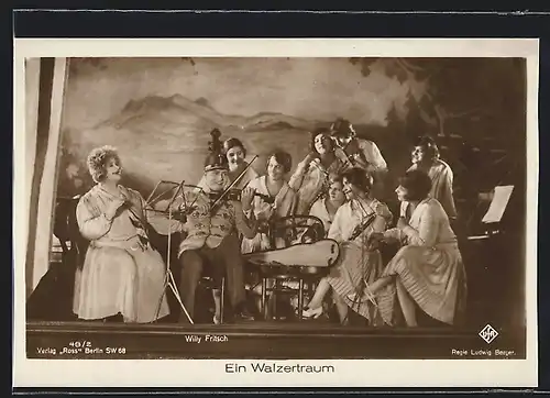 AK Schauspieler Willy Fritsch in dem Film Ein Walzertraum, Filmszene