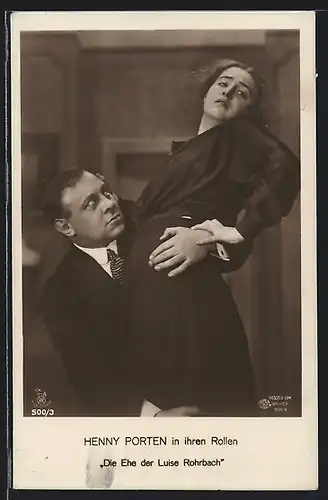 AK Filmszene aus Die Ehe der Luise Rohrbach mit der Schauspielerin Henny Porten