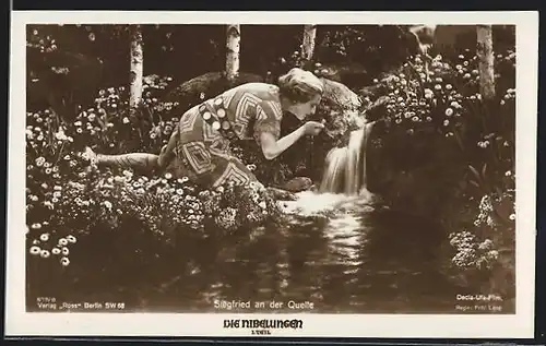 AK Filmszene Die Nibelungen, I. Teil, Siegfried an der Quelle