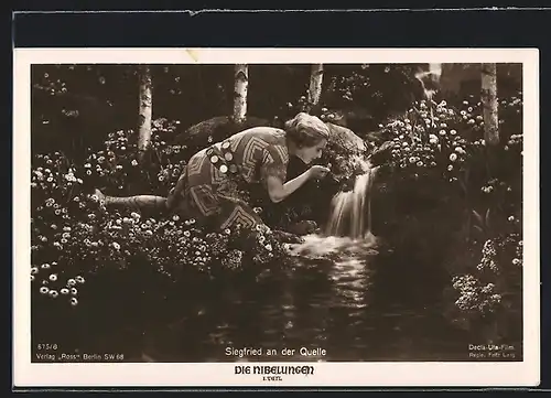 AK Filmszene Die Nibelungen, I. Teil, Siegfried an der Quelle