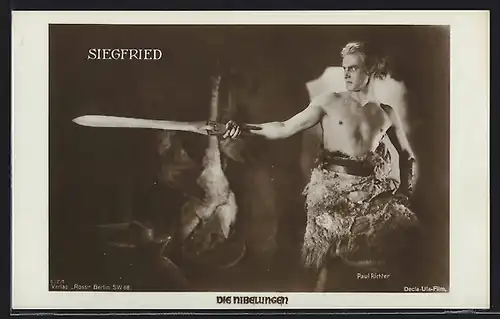 AK Paul Richter als Siegfried mit Schwert in Die Nibelungen