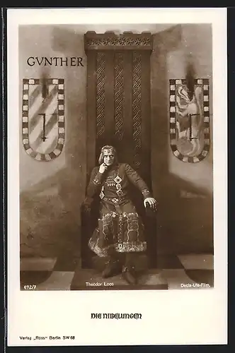 AK König Gunther in seinem Thronsaal, der Schauspieler Theodor Loos in seiner Rolle in Die Nibelungen