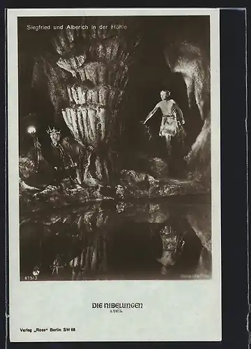 AK Siegfried und Alberich in der Höhle, Paul Richter in Die Nibelungen