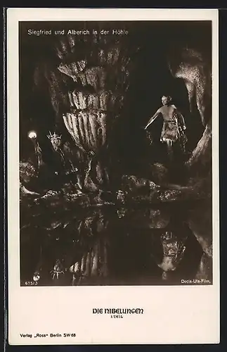 AK Siegfried und Alberich in der Höhle, Paul Richter in Die Nibelungen