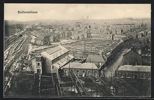 AK Sallaumines, Eisenbahn-Anlagen, Industriegelände, Teilansicht der Stadt