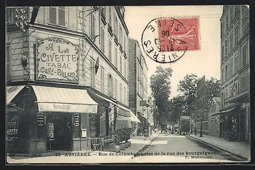 AK Asnières, Rue de Colombes, prise de la rue des Bourguignon