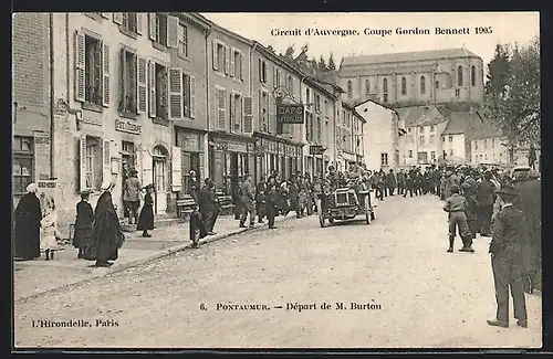 AK Pontaumur, Départ de M. Burton, Circuit d` Auvergne, Coupe Gordon Bennett 1905, Autorennen