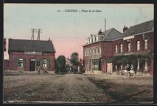 AK Caudry, Place de la Gare