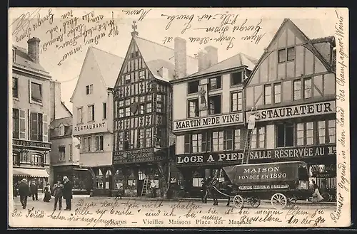 AK Reims, vieilles maisons de la place des marches