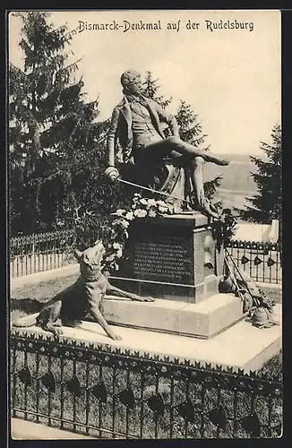 AK Saaleck / Saale, Bismarck-Denkmal auf der Rudelsburg