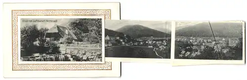 Leporello-AK Herrenalb, Badhotel Hummelsburg, Kurhaus, Falkenstein mit Hotel