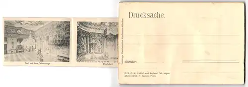 Leporello-AK Chiemsee, Herreninsel mit Kampenwand und Innenansichten vom Schloss