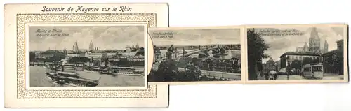 Leporello-AK Mainz a. Rhein, Markt, Bahnhof, Liebfrauenplatz, Gutenbergplatz mit Dom