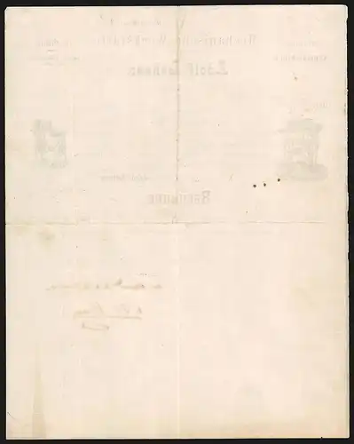 Rechnung Mergentheim 1880, Adolf Lehner, Mechanische Werkstätte, Produktansicht (Nähmaschine)