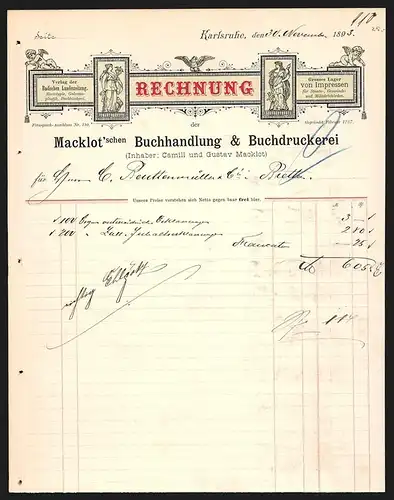 Rechnung Karlsruhe 1893, Macklot`sche Buchhandlung & Buchdruckerei, Verlag der Badischen Landeszeitung