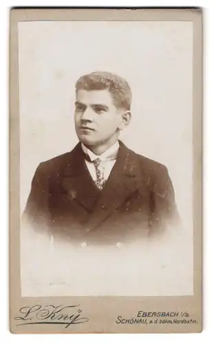 Fotografie L. Kny, Ebersbach i. S., Junger Herr im Anzug mit Krawatte