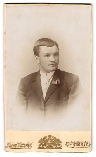 Fotografie Franz Gröschel, Schluckenau, Bahnhofstr. 315, Junger Herr im Anzug mit Krawatte