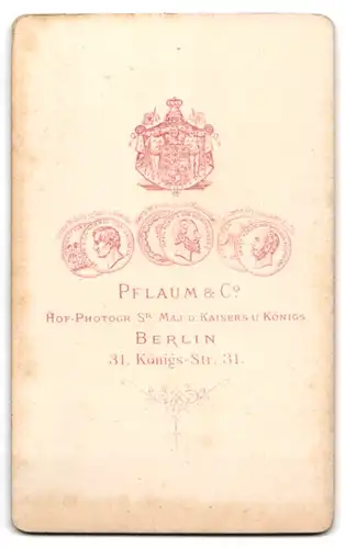 Fotografie Pflaum & Co., Berlin, Königs-Str. 31, Bürgerliche Dame mit Hochsteckfrisur
