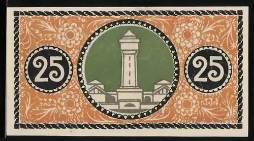 Notgeld Düren 1917, 25 Pfennig, Blick auf den Turm