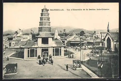 AK Marseille, Exposition Coloniale 1906, Vue d`ensemble de la Section Indo-Chinoise