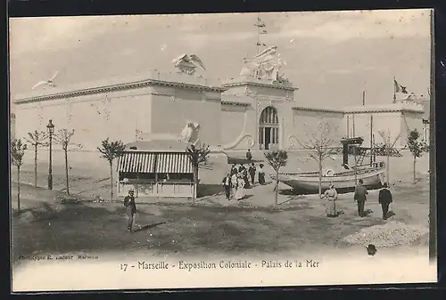 AK Marseille, Exposition Coloniale 1906 Palais de la Mer mit Boot, Ausstellung